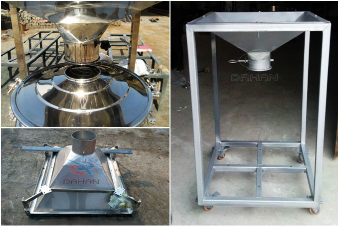 圓形振動篩料倉與進料口連接處,料倉展示結(jié)構(gòu)圖